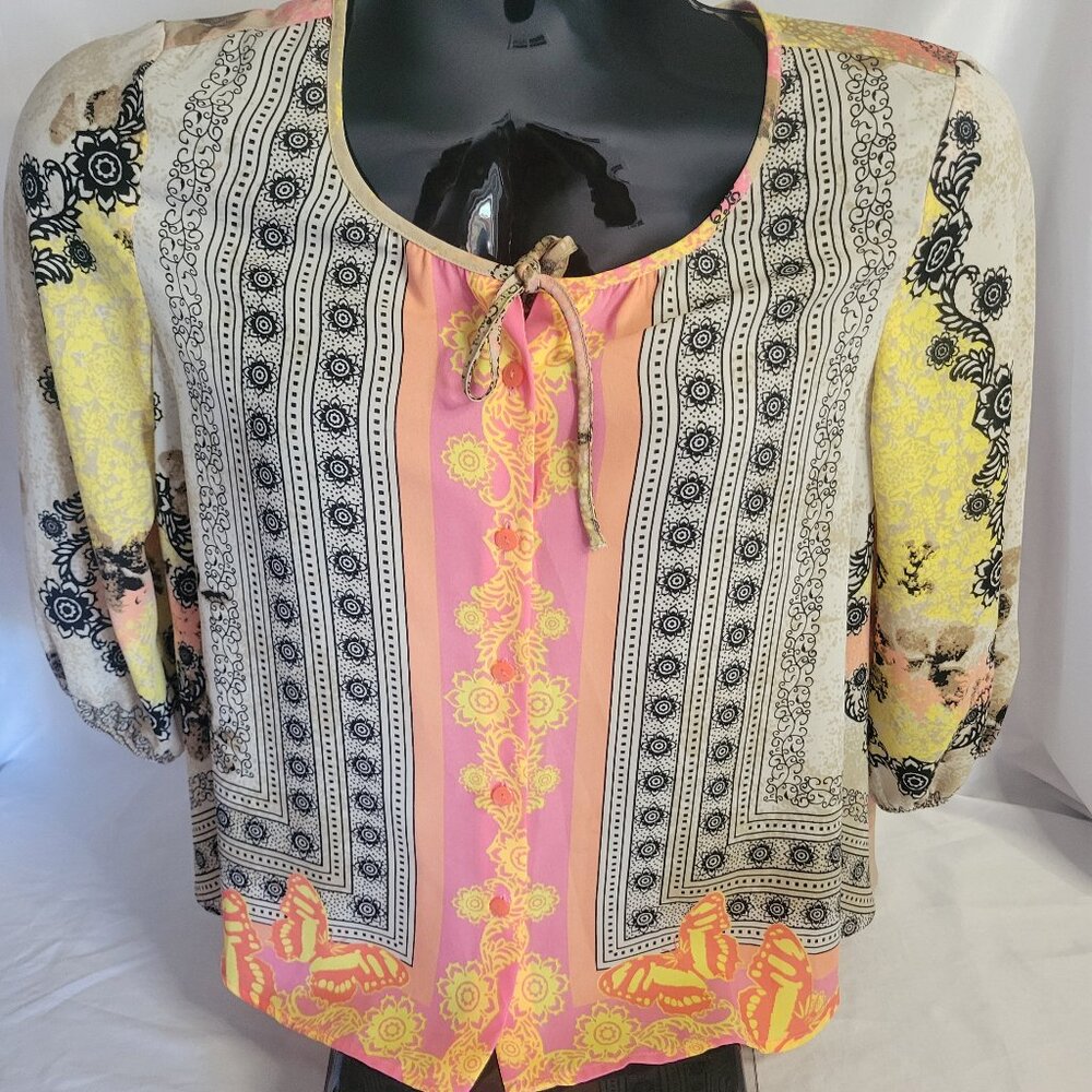 Style & Co Womens Boho Button Up Blouse (Size PS)